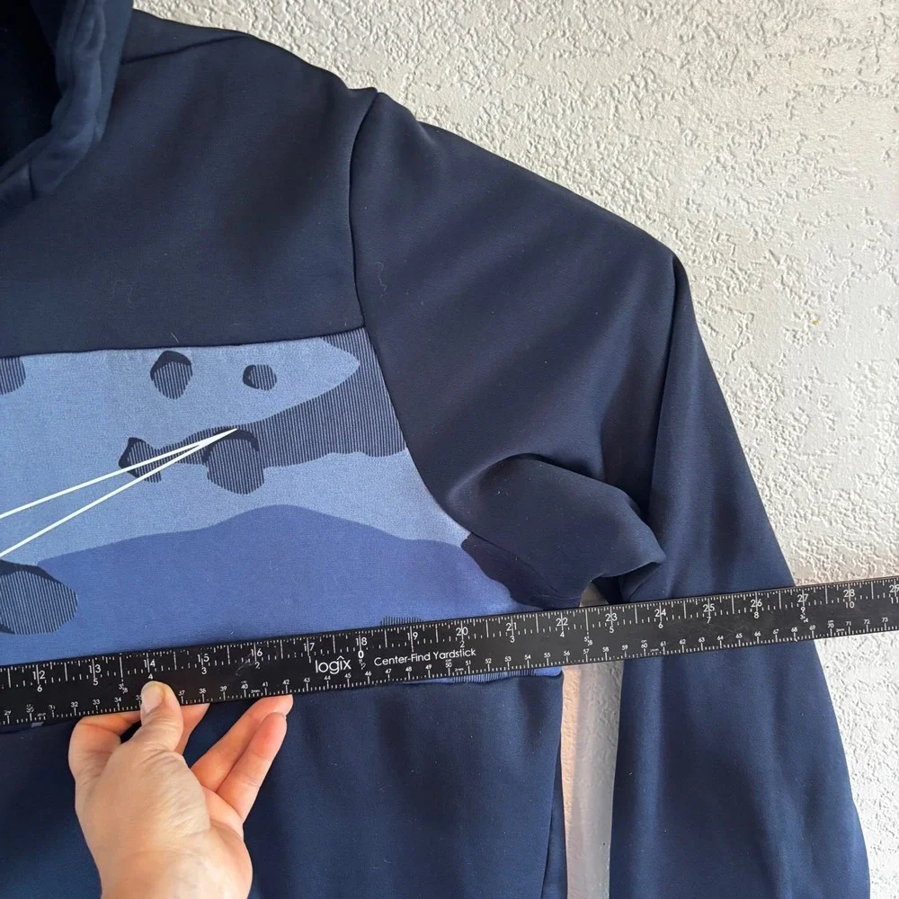 Nike Mens Dri-Fit Camo Swoosh Hoodie Navy Blue Fleece Sweatshirt Large *READ*